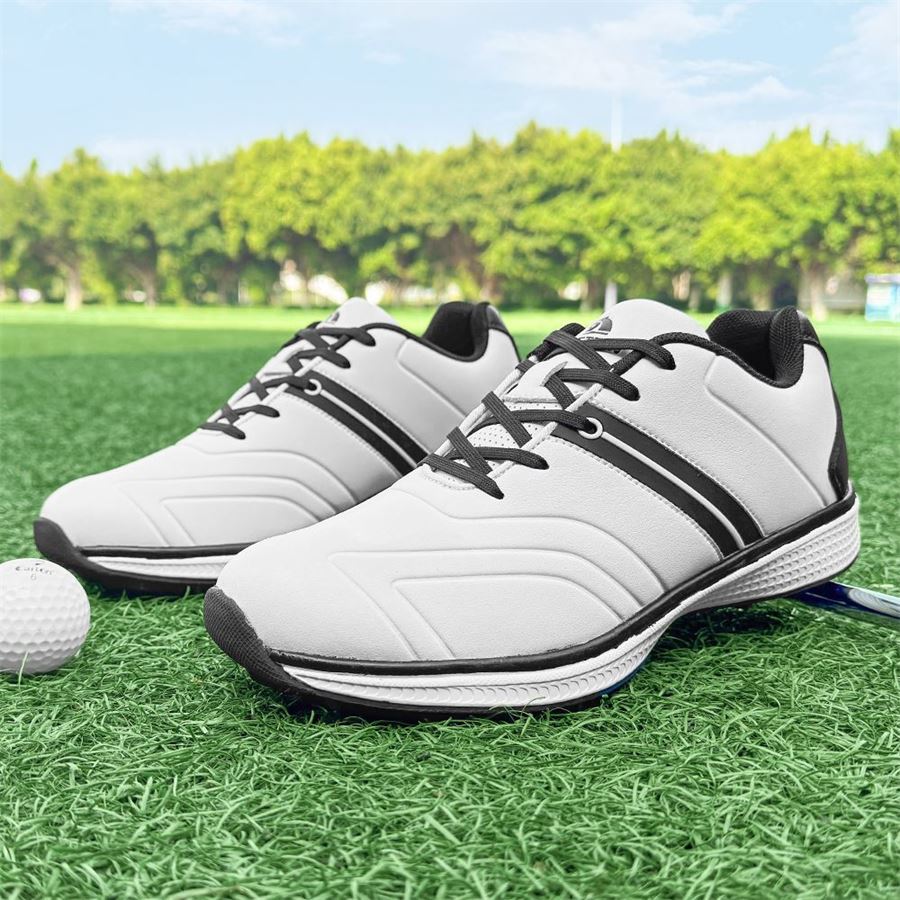 Women's Six-Color Sport Spikeless Golf Shoe on the golf course, view 3