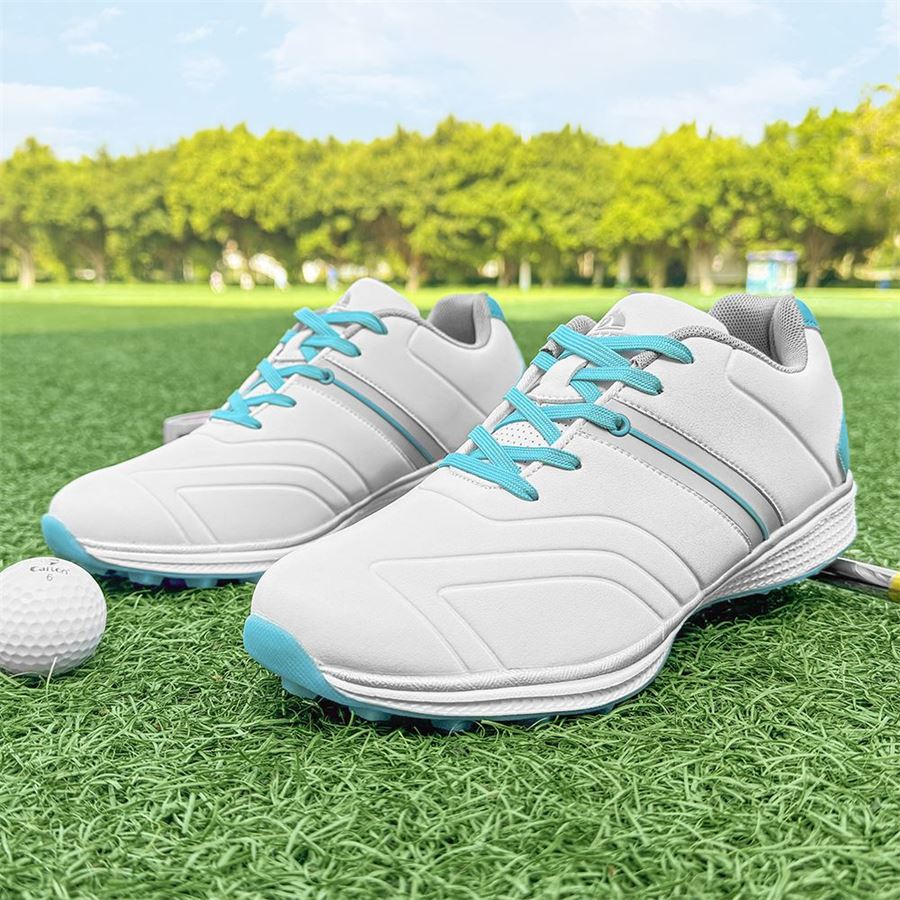 Women's Six-Color Sport Spikeless Golf Shoe on the golf course, view 5