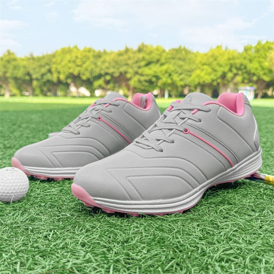 Women's Six-Color Sport Spikeless Golf Shoe on the golf course, view 6