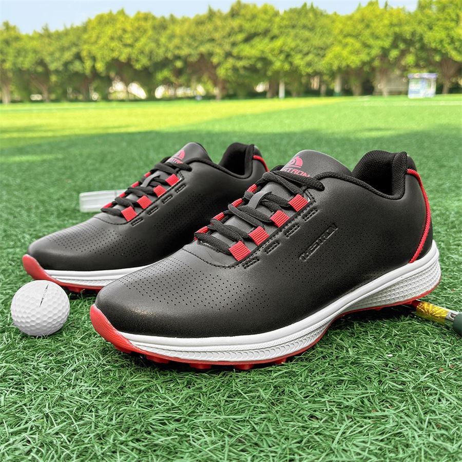 Six-Color Lace Spikeless Golf Shoe on the golf course, view 2