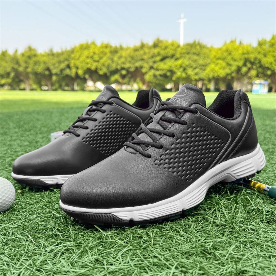 Sport Lace Spiked Golf Shoe on the golf course, view 1