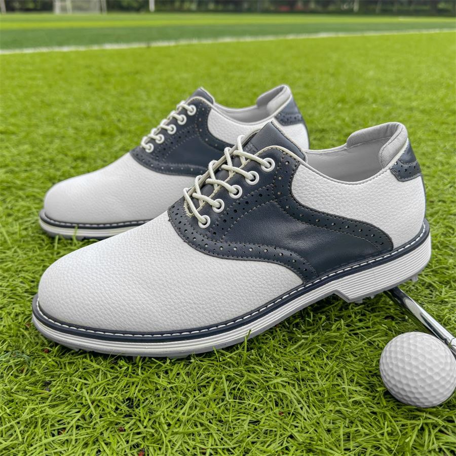 Classic Saddle Oxford Spiked Golf Shoe on the golf course, view 3