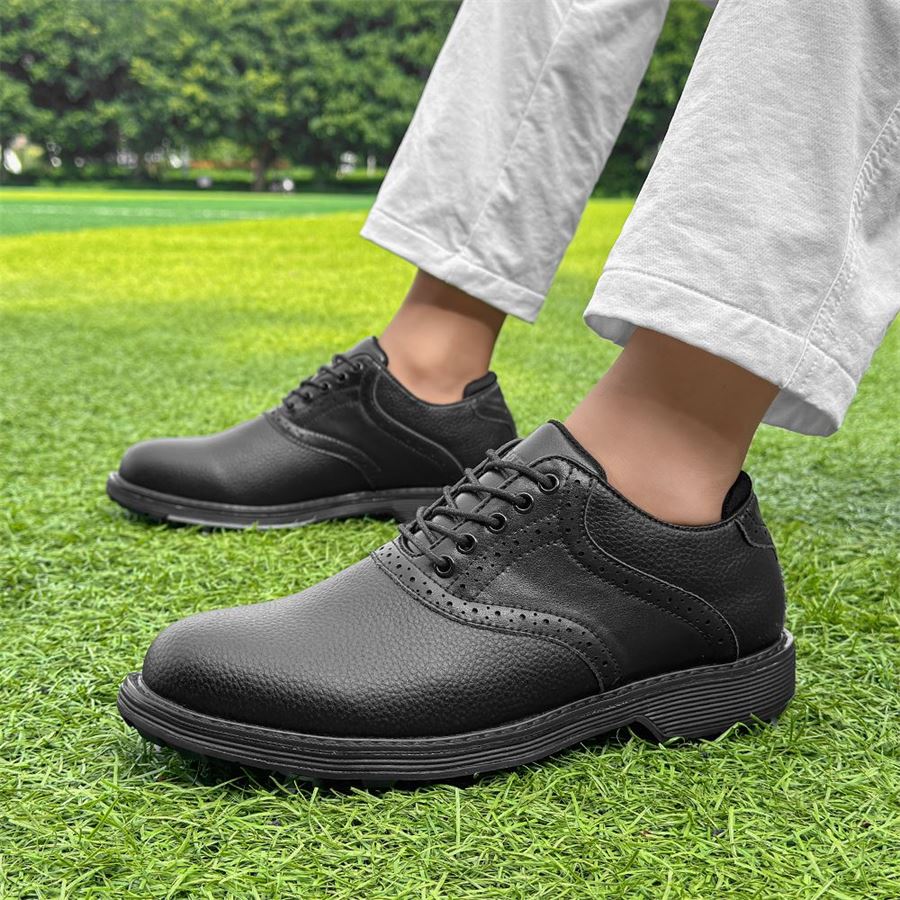 Classic Saddle Oxford Spiked Golf Shoe on the golf course, view 5