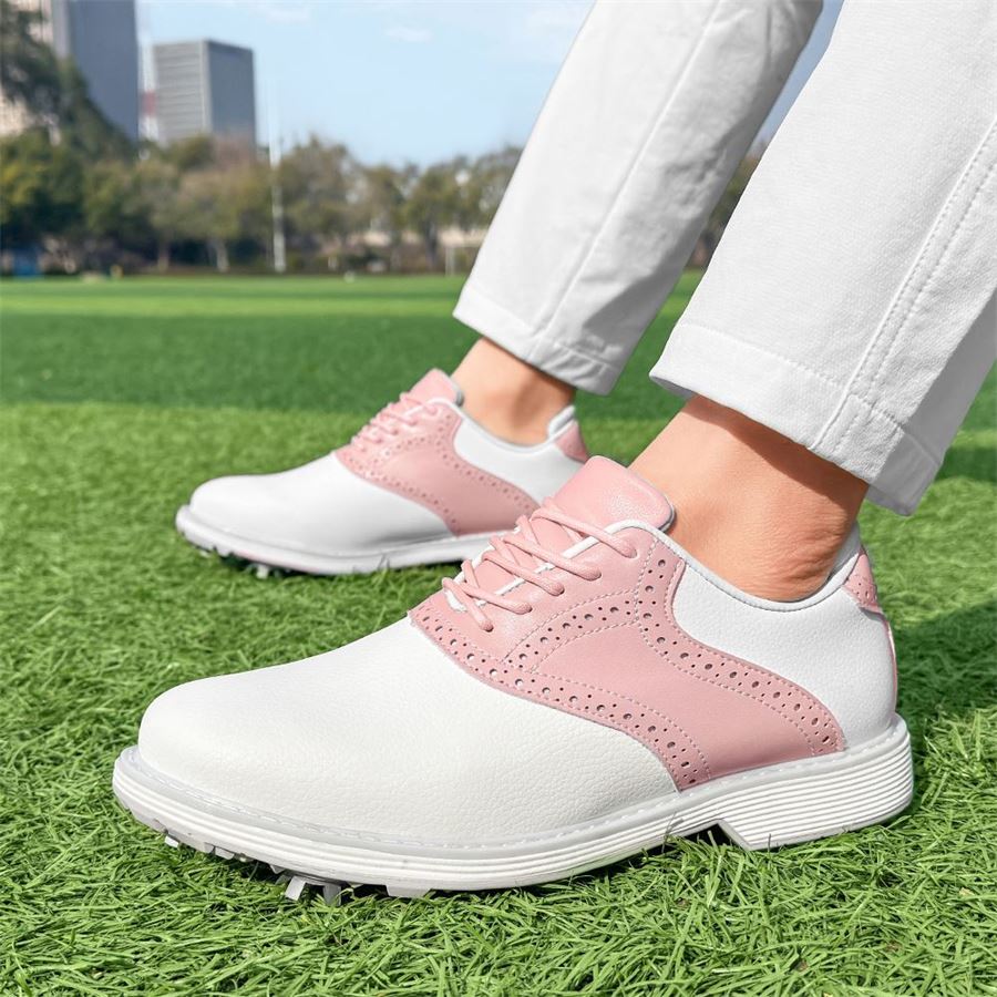 Women's Saddle Spiked Golf Shoe on the golf course, view 5