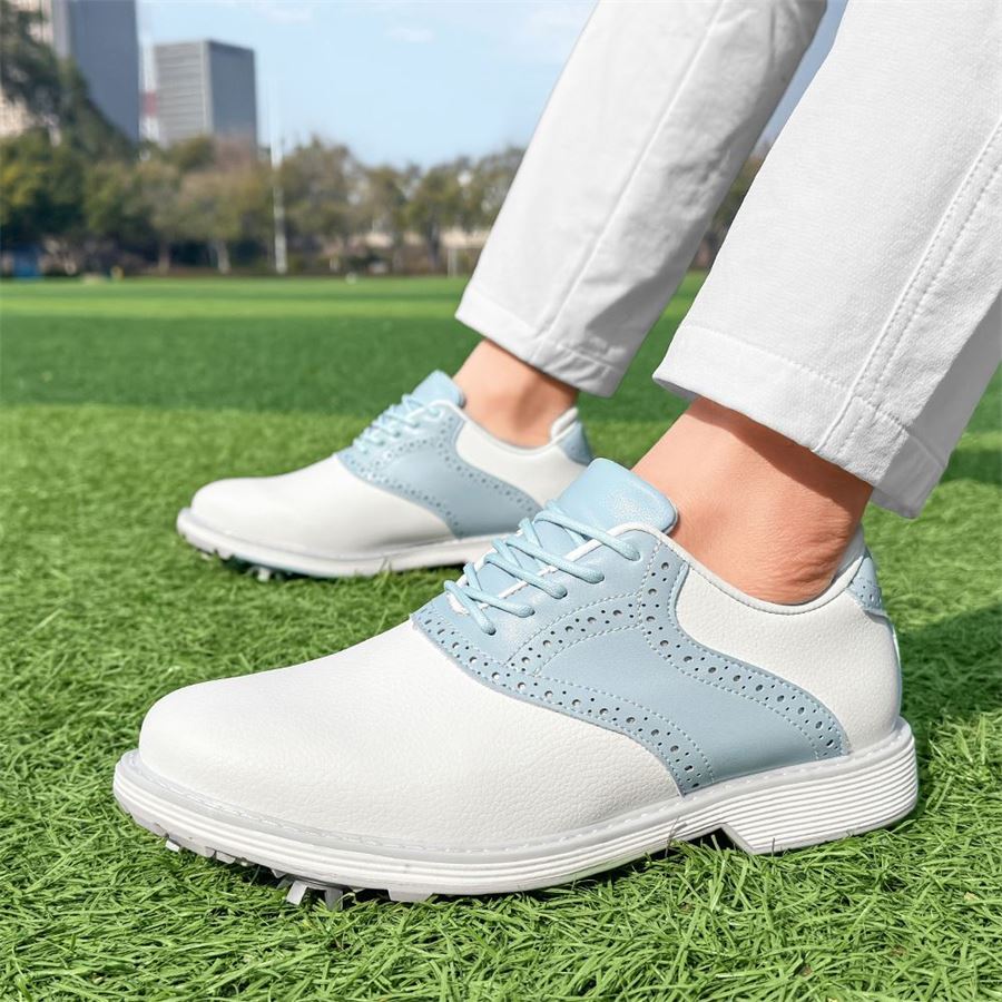 Women's Saddle Spiked Golf Shoe on the golf course, view 6