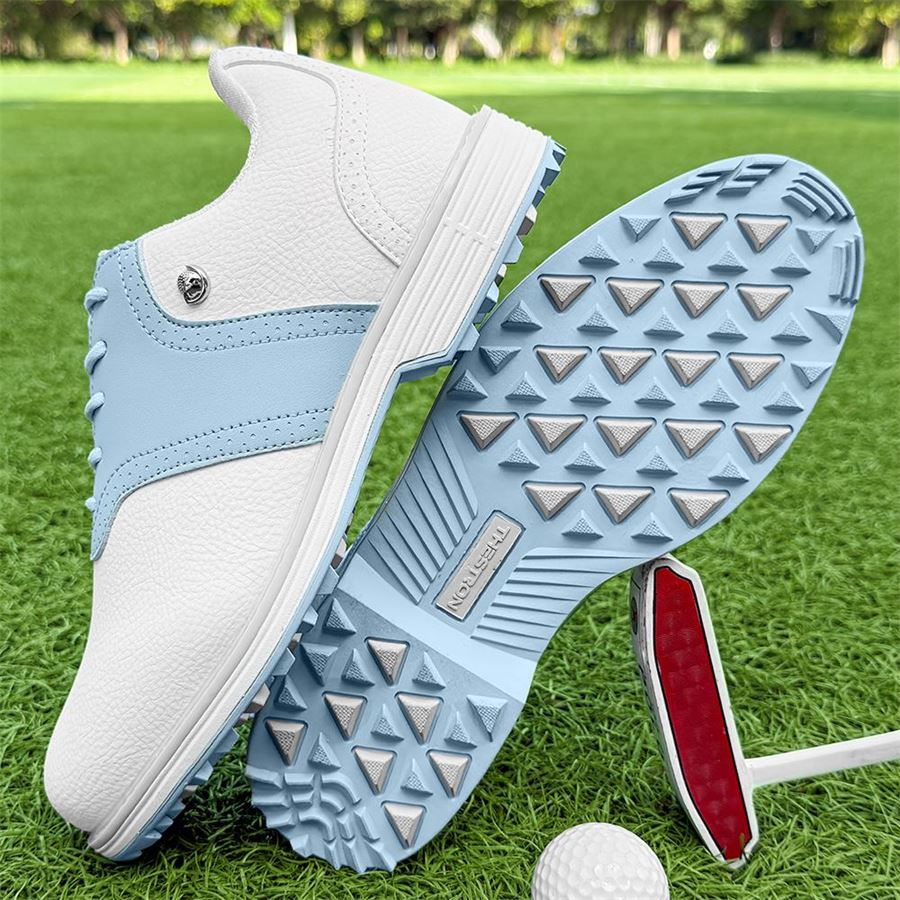 Women's Saddle Spikeless Golf Shoe on the golf course, view 4