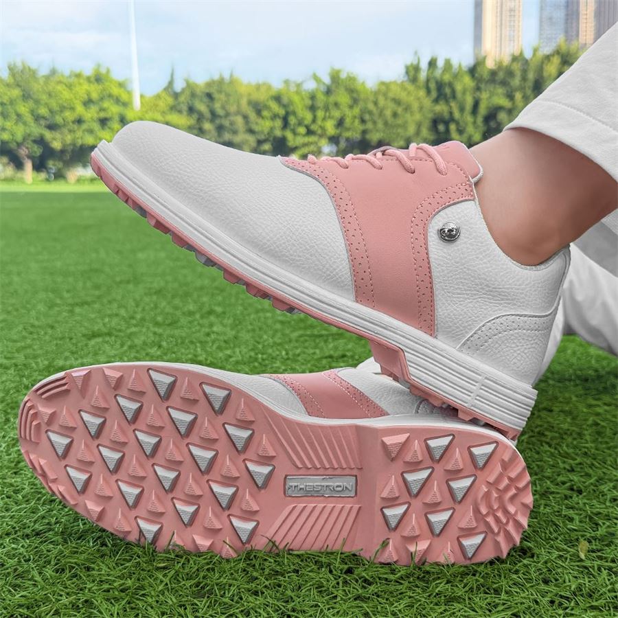Women's Saddle Spikeless Golf Shoe on the golf course, view 6