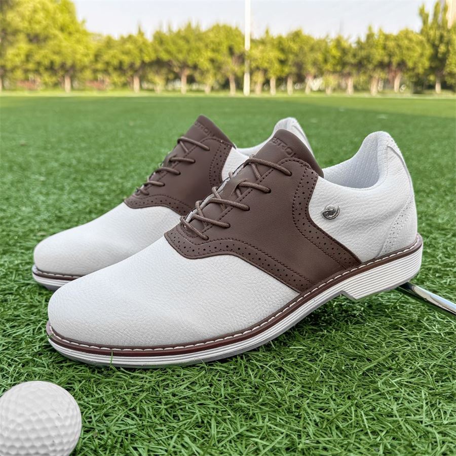 Saddle Spikeless Golf Shoe on the golf course, view 3