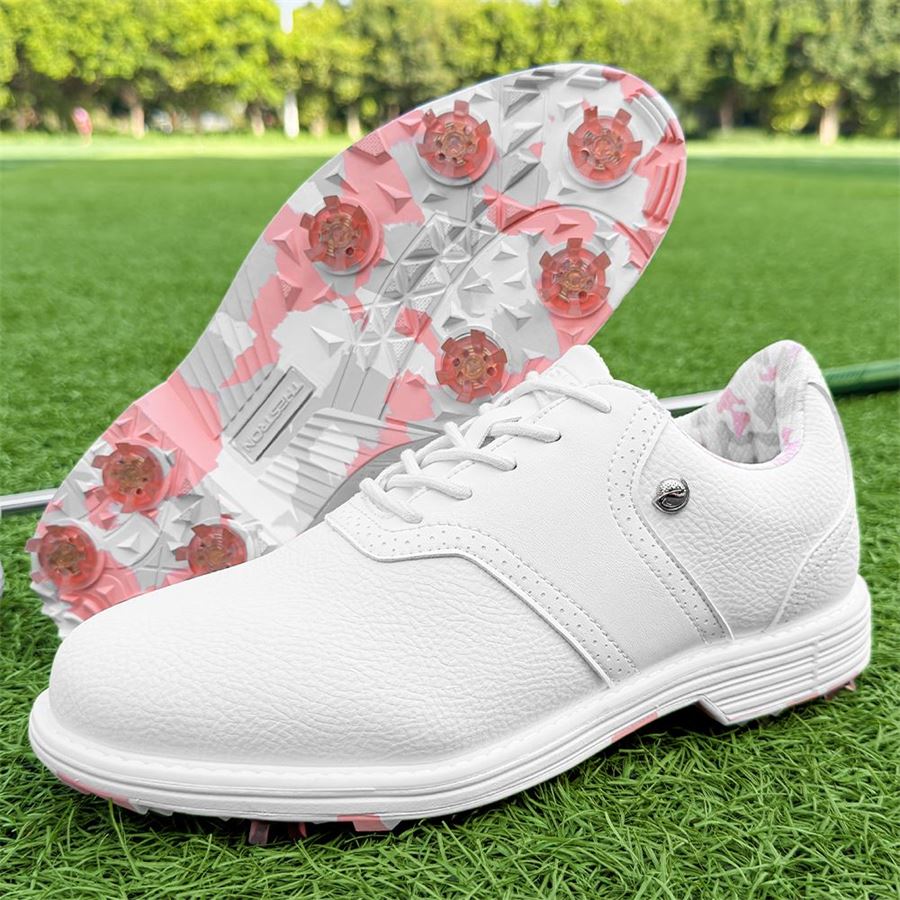 Women's Heritage Saddle Spiked Golf Shoe on the golf course, view 4