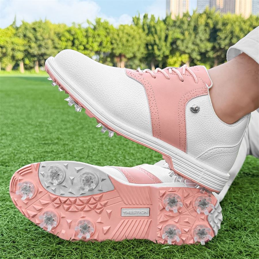 Women's Heritage Saddle Spiked Golf Shoe on the golf course, view 6