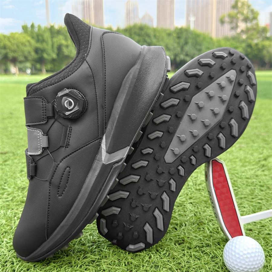 Rotary-Lace Strap Spikeless Golf Shoe on the golf course, view 5