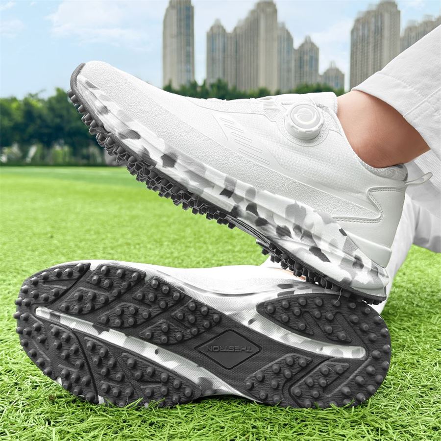 Athletic Rotary-Lace Spikeless Golf Shoe on the golf course, view 1