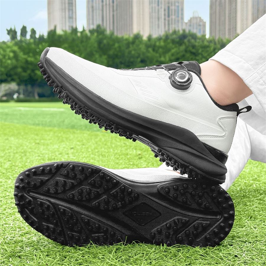 Athletic Rotary-Lace Spikeless Golf Shoe on the golf course, view 3