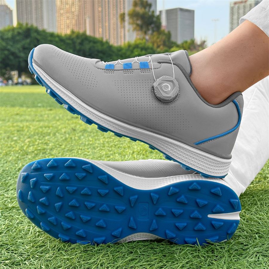 Six-Color Rotary-Lace Spikeless Golf Shoe on the golf course, view 4