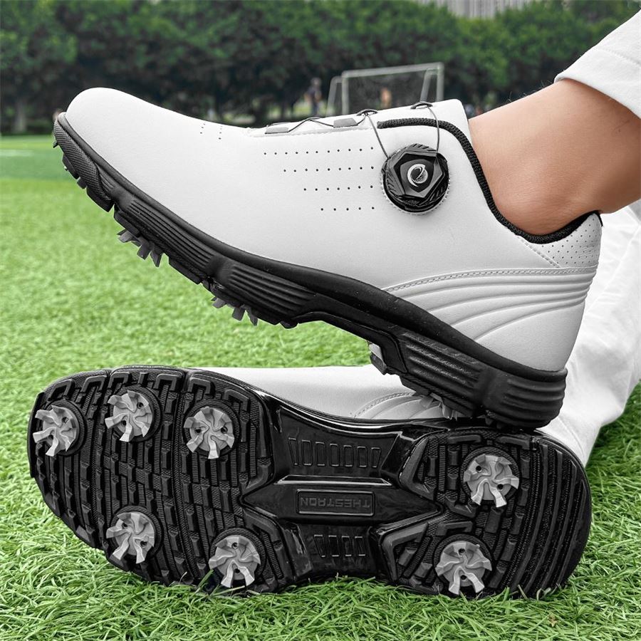 Performance Rotary-Lace Spiked Golf Shoe on the golf course, view 2